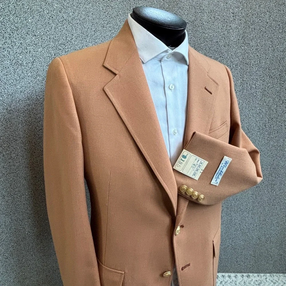 Wimbledon Cricketeer 60's-70's NWT Deadstock Blazer 40R Peachy Tan Preppy Tennis